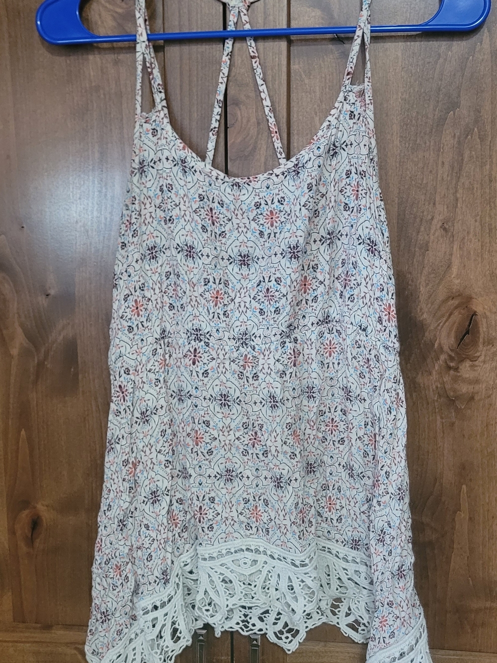 Maurices White Floral Lace-Hem Camisole Tank